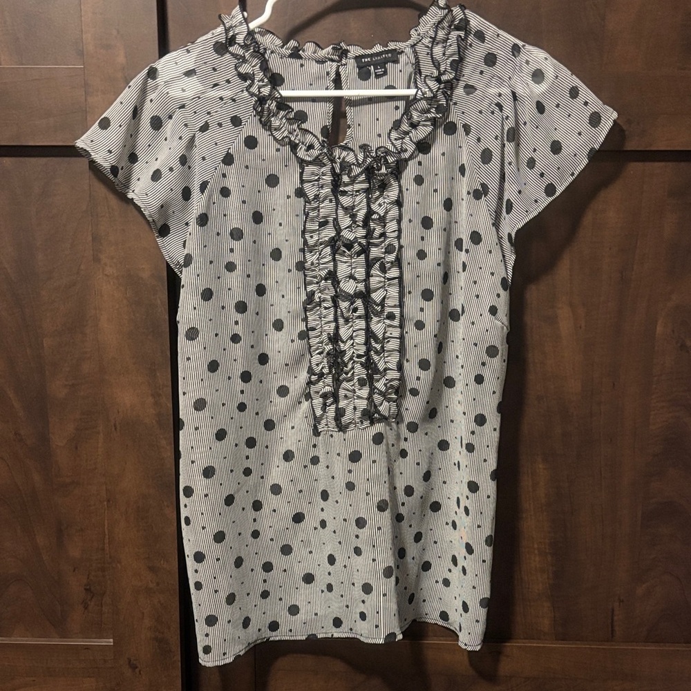 The Limited Black and White Polka Dot Blouse-sheer material